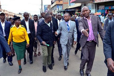 Governor Mike Sonko during a tour in the city centre (file photo).