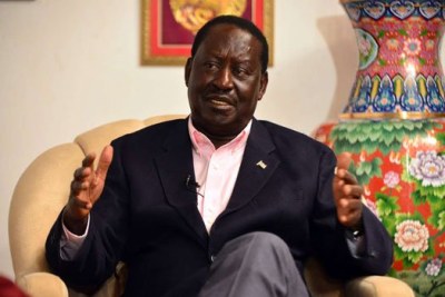 Nasa leader Raila Odinga during the interview with Daily Nation and NTV at his Karen Residence in Nairobi (file photo).