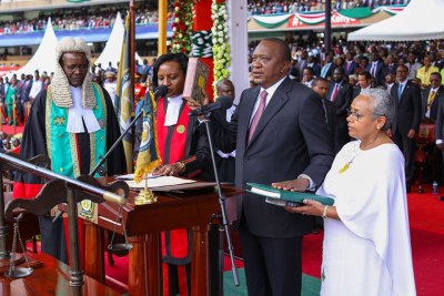 President Uhuru Kenyatta as he takes the oath of office.