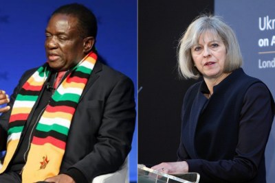 Zimbabwe President Emmerson Mnangagwa and British Prime Minister Theresa May (file photo).
