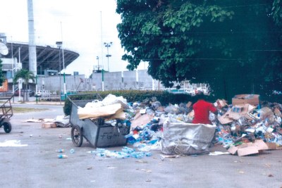Lagos waste - One of the refuse dumps in the open space serving both the swimming pool and indoor sports hall of the National Stadium, Lagos