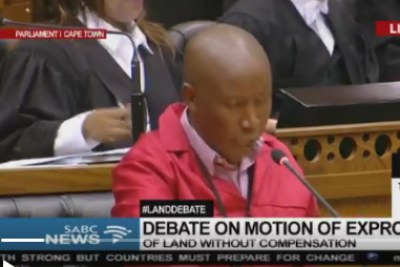 EFF leader Julius Malema during the land expropriation debate