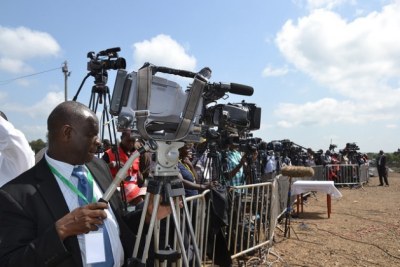Local and foreign journalists cover a church function at Dedan Kimathi University (file photo).