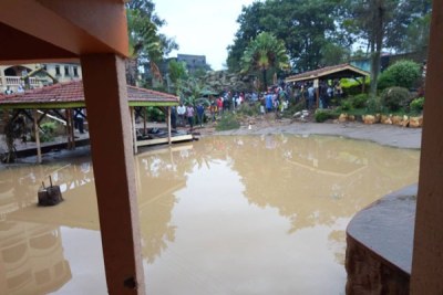 Flooding at the Rwizi Arch Hotel in Kamukuzi Division, Mbarara District after a heavy downpour on Wednesday.