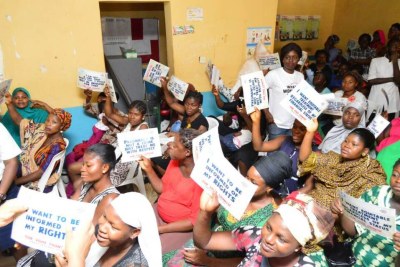 Nigerian women taking part in the #WhatWomenWant campaign.