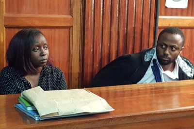 Suspects Jacque Maribe (left) and her fiancé Joseph Irungu at the Milimani Law Courts on October 9, 2018.