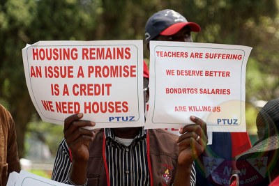 Teachers took to the streets in Harare last week demanding that their salaries be paid in United States dollars due to the continued plunge in value of the Bond Note and RTGS currencies.