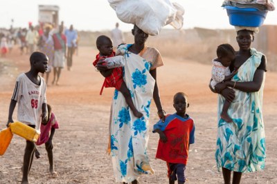 Des femmes et des enfants arrivant à Bentiu, dans l'Etat d'Unité, au Soudan du Sud (archive)