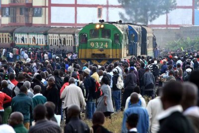 A commuter train of the Nairobi Commuter Rail Service arrives at the Dandora station during a strike by the Federation of Public Transport operators in Nairobi (file photo).