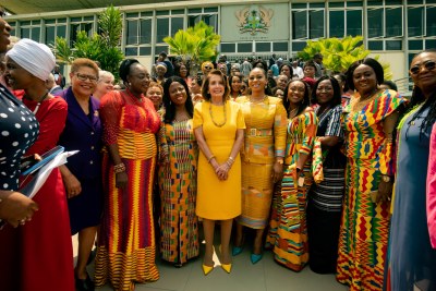 To travel to Ghana with Members of the Congressional Black Caucus led by the Speaker, the most powerful woman in America, says a great deal about the historical ties between our countries and reaffirms our commitment to Ghana and to the continent of Africa. We have returned, said US Congressmember Karen Bass.