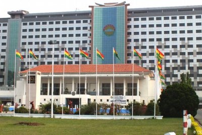 An outside view of parliament in Accra, Ghana.