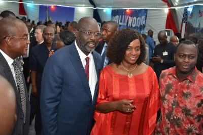 Liberian President George Weah at a U.S. Embassy event in Monrovia in 2019.