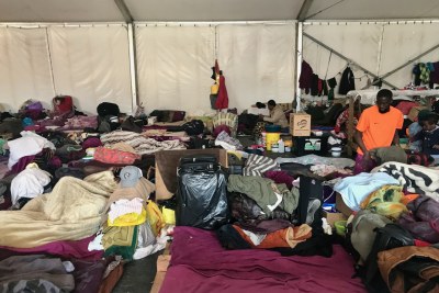Inside a tent at the refugee shelter in Bellville, Cape Town (file photo).
