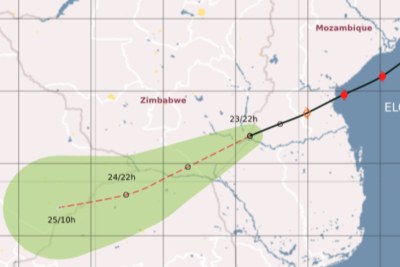 By Saturday evening the storm was forecast to have weakened as it entered eastern Zimbabwe. By Sunday morning it is expected to have dissipated.