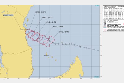 Joint Typhoon Warning Center's tropical warning of Southern Hemisphere tropical cyclone Jobo (file photo).