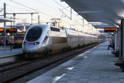 An ONCF Alstom RGV2N2 high-speed trainset at Tanger Ville railway station (file photo).