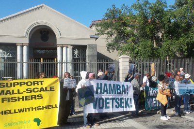 Representatives of civic organisations and local communities picketed on Monday outside the High Court where the case to have Shell’s seismic survey rights was heard.