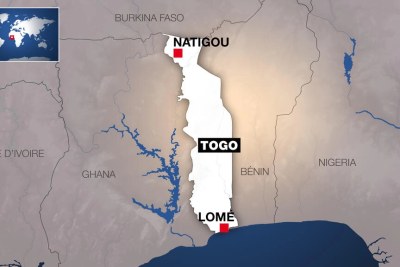 Localisation de Natigou, dans le nord du Togo.