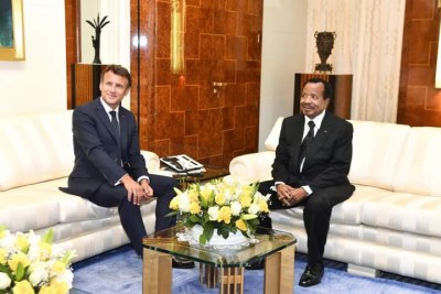 Entretien du  Président Français Emmanuel Macron avec son homologue camerounais Paul Biya