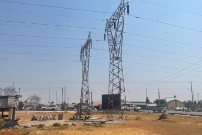 Power lines in Lusaka, Zambia, are seen in this undated photo.