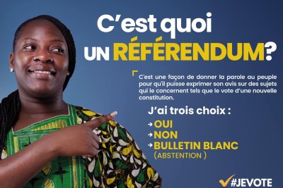 Une affiche de promotion pour le référendum constitutionnel au Gabon.