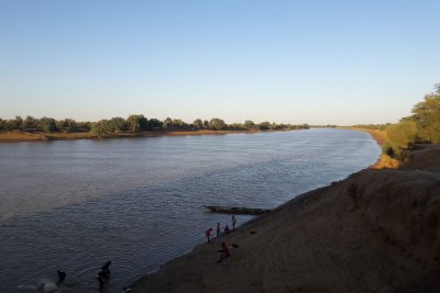 Fleuve Sénégal vu depuis le village de Ouala, Sénégal (Illustration)